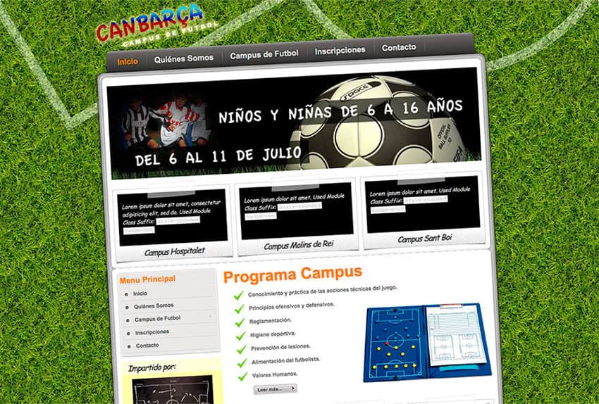 página web campus de futbol barcelona eduweb